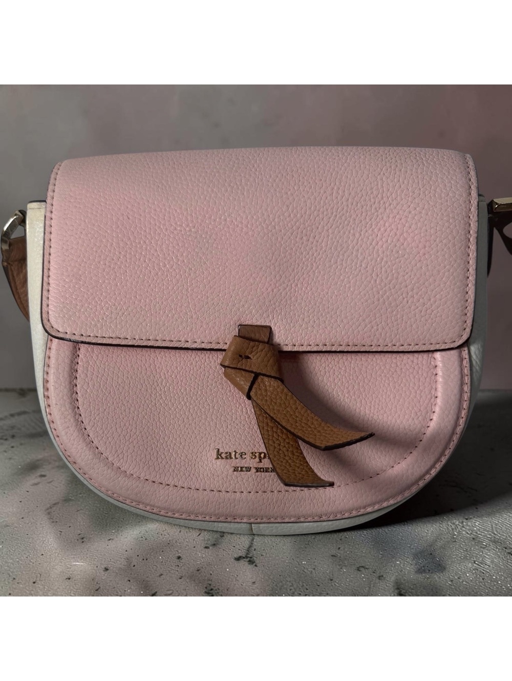 Kate Spade Knott Medium Saddle Crossbody Bag - Chalk Pink Multi